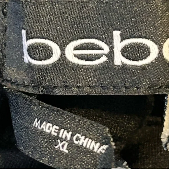 Bebe Black Stretch Button Front Pants Leggings Lace Up Sides Y2K Whimsigoth XL - Picture 5 of 6